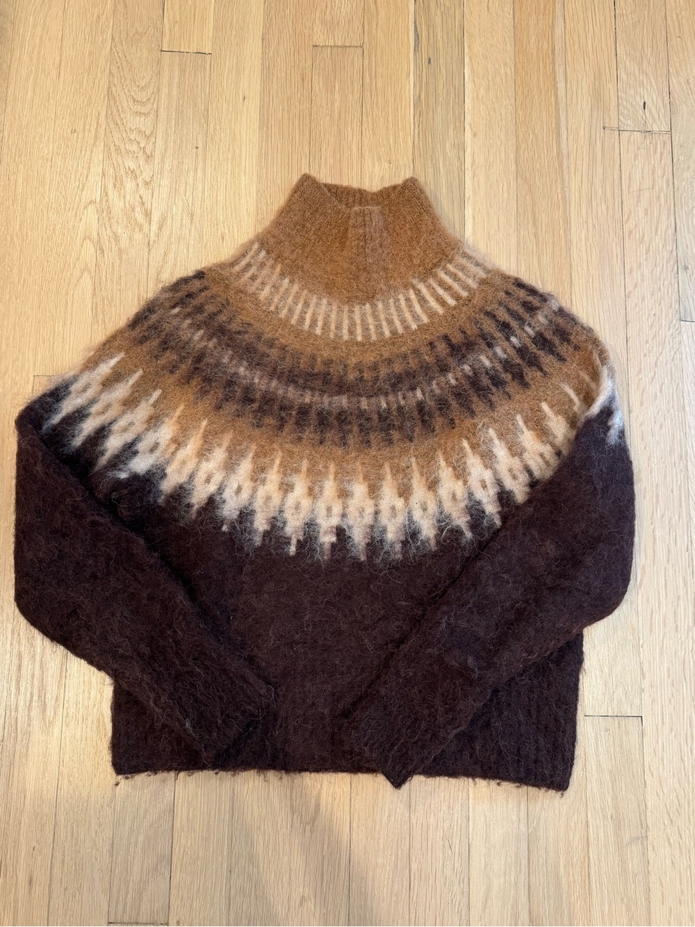 Banana Republic Brown and Cream Fair Isle Turtleneck Sweater